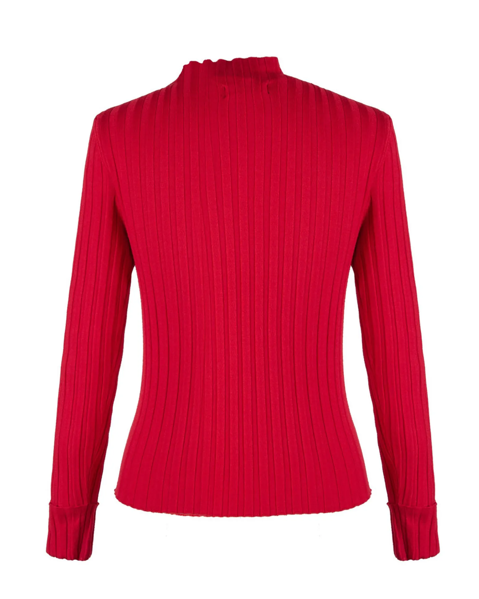 BACHATA - Maglia rossa da donna a manica lunga con collo alto
