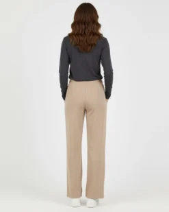 BACHATA - Pantalone a palazzo beige con pinces da donna