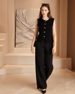 BACHATA -Pantalone nero a palazzo