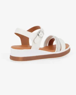 BACHATA - Sandalo bianco con sottopiede in VERA PELLE e doppia fascia frontale - MADE IN ITALY
