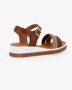 BACHATA - Sandalo cuoio con sottopiede in VERA PELLE e doppia fascia frontale - MADE IN ITALY