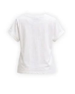 BACHATA - Tshirt manica corta bianca con decorazione di farfalle