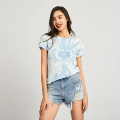 BACHATA - TSHIRT MANICA CORTA CELESTE TIE-DYE