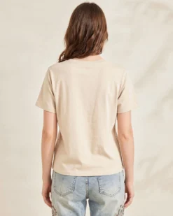 BACHATA - Tshirt manica corta con stampa beige