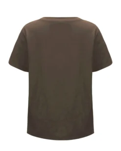 BACHATA - Tshirt manica corta marrone con strass