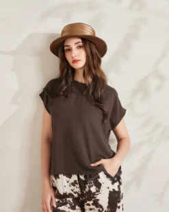 BACHATA - Tshirt manica corta marrone