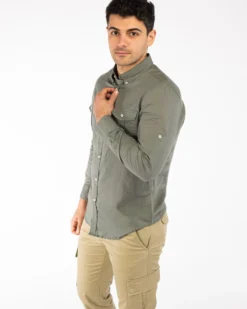 BLUE LEMON - CAMICIA BD MANICA LUNGA LINO 2 TASCHINI