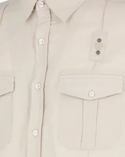 BLUE LEMON - Camicia manica corta beige in lino