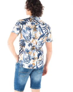 BLUE LEMON - CAMICIA MANICA CORTA COREANA FANTASIA FOGLIE