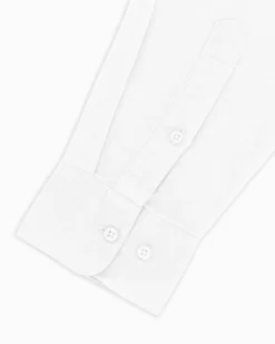 BLUE LEMON - Camicia manica lunga bianca con collo corano in lino
