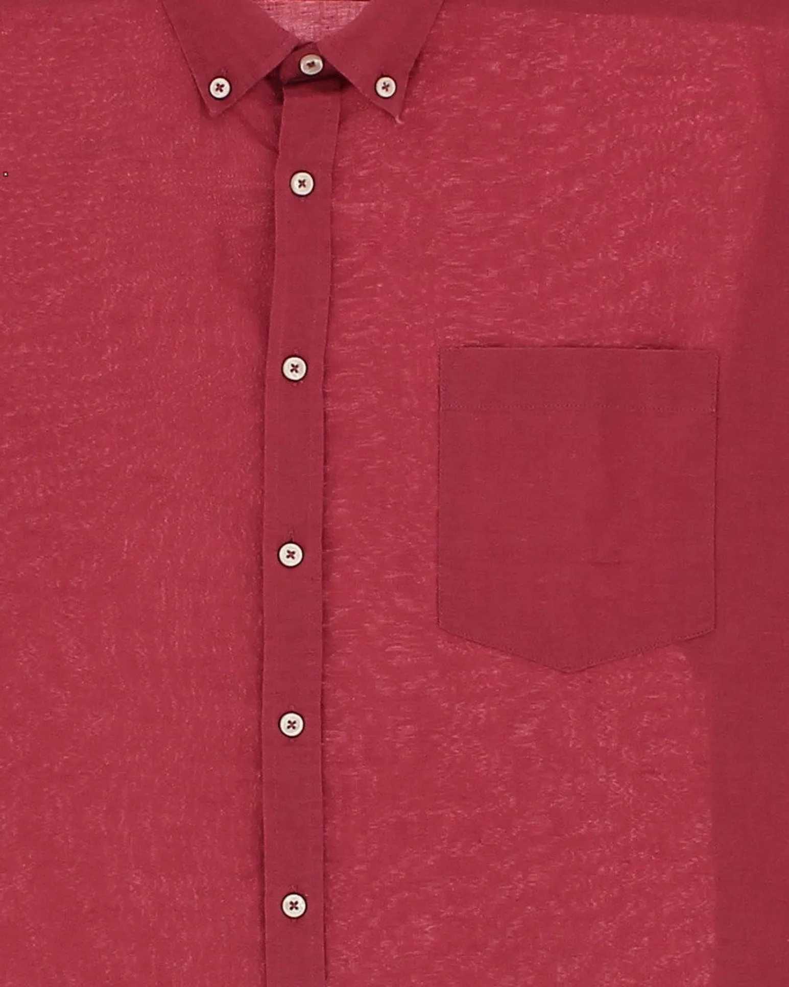 BLUE LEMON - Camicia over manica corta corallo con collo coreano in lino