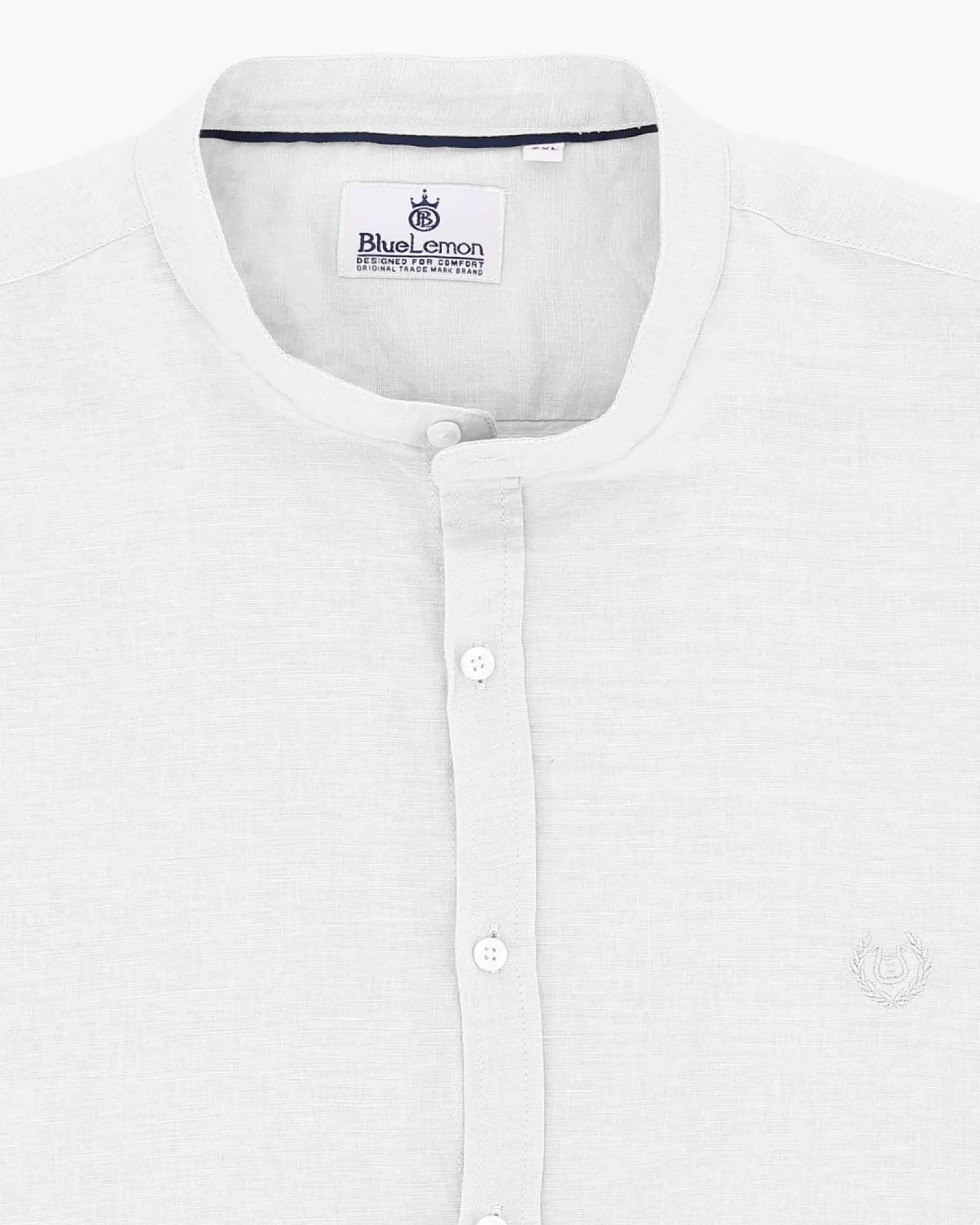 BLUE LEMON - OVER CAMICIA MANICA LUNGA LINO COLLO COREANO