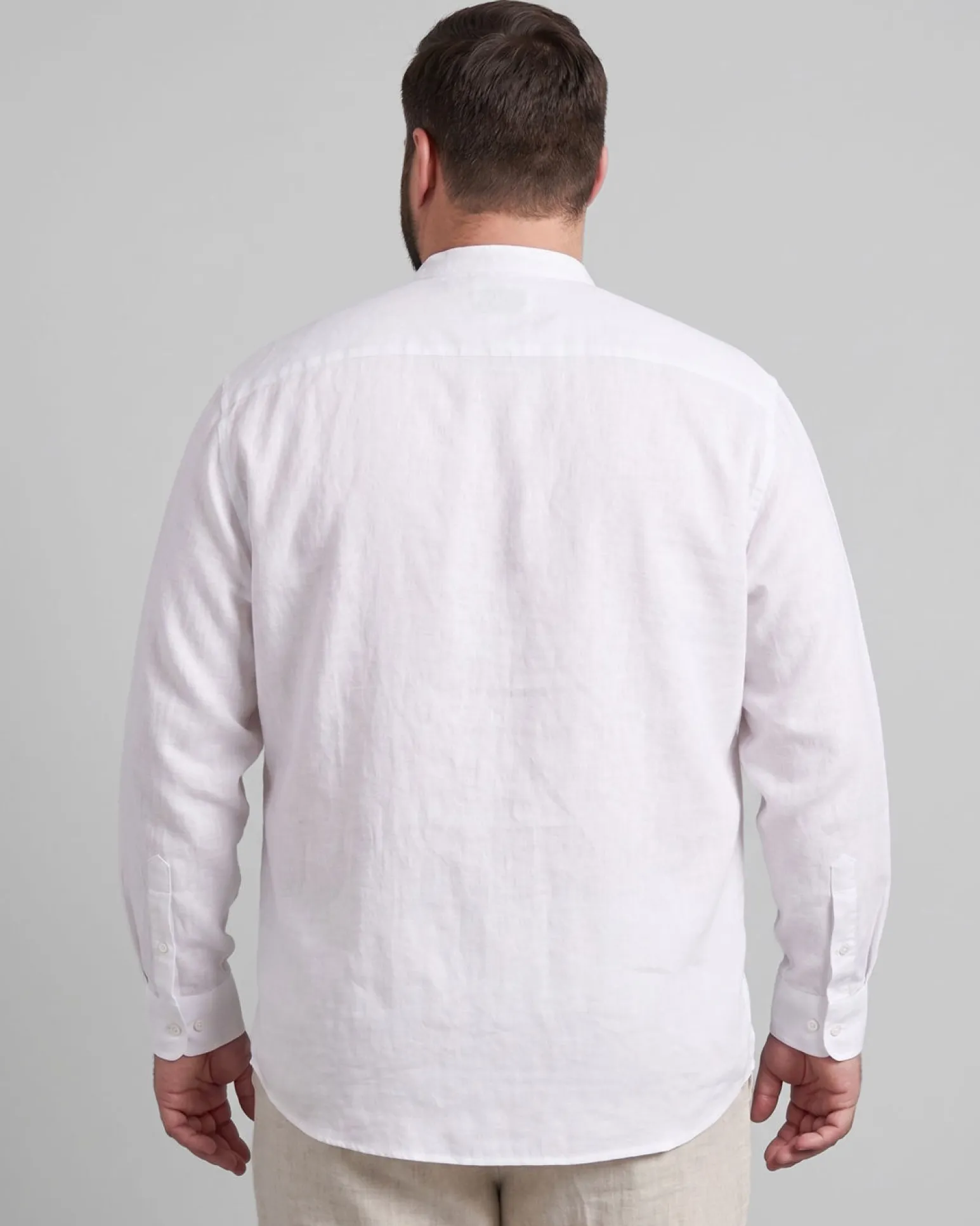 BLUE LEMON - OVER CAMICIA MANICA LUNGA LINO COLLO COREANO