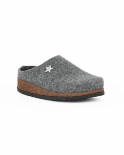 BLU STAR - Pantofole grigie antiscivolo e anatomiche con dettaglio stellina, MADE IN ITALY