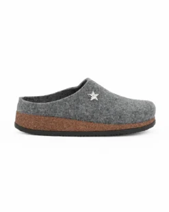 BLU STAR - Pantofole grigie antiscivolo e anatomiche con dettaglio stellina, MADE IN ITALY
