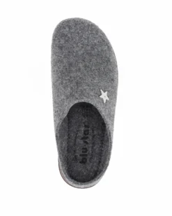 BLU STAR - Pantofole grigie antiscivolo e anatomiche con dettaglio stellina, MADE IN ITALY