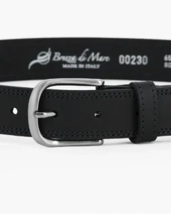 BREZZA DI MARE - Cinta ragazzo nera in VERA PELLE, MADE IN ITALY