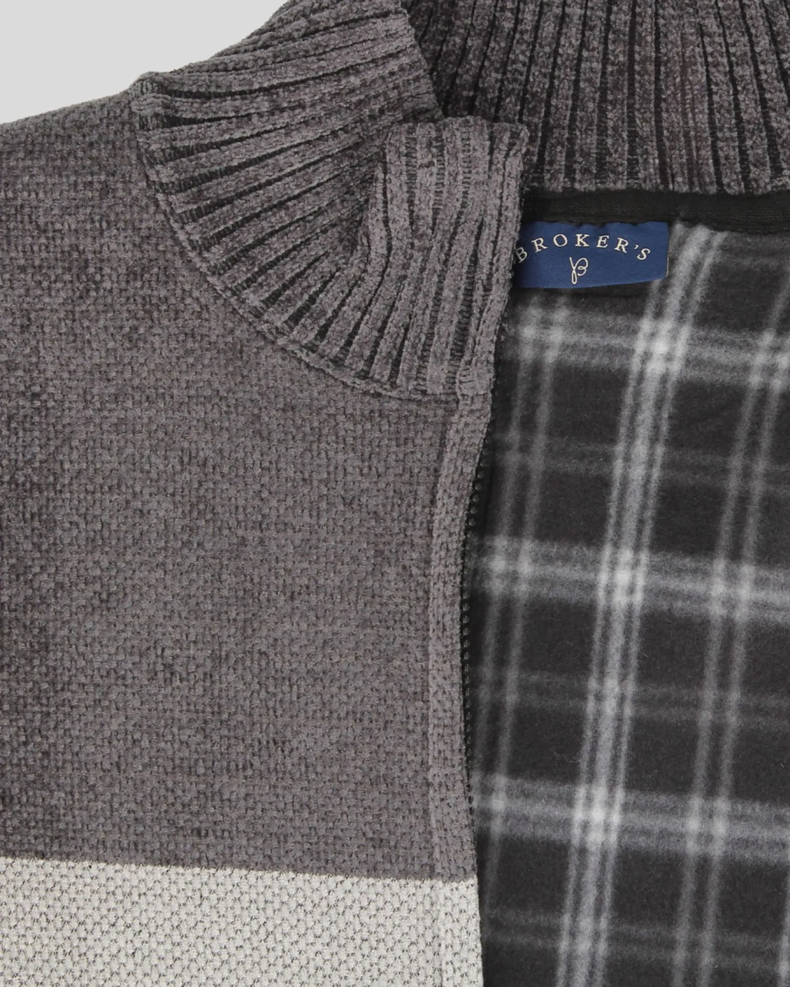 BROKER'S - Maglia manica lunga full zip in ciniglia