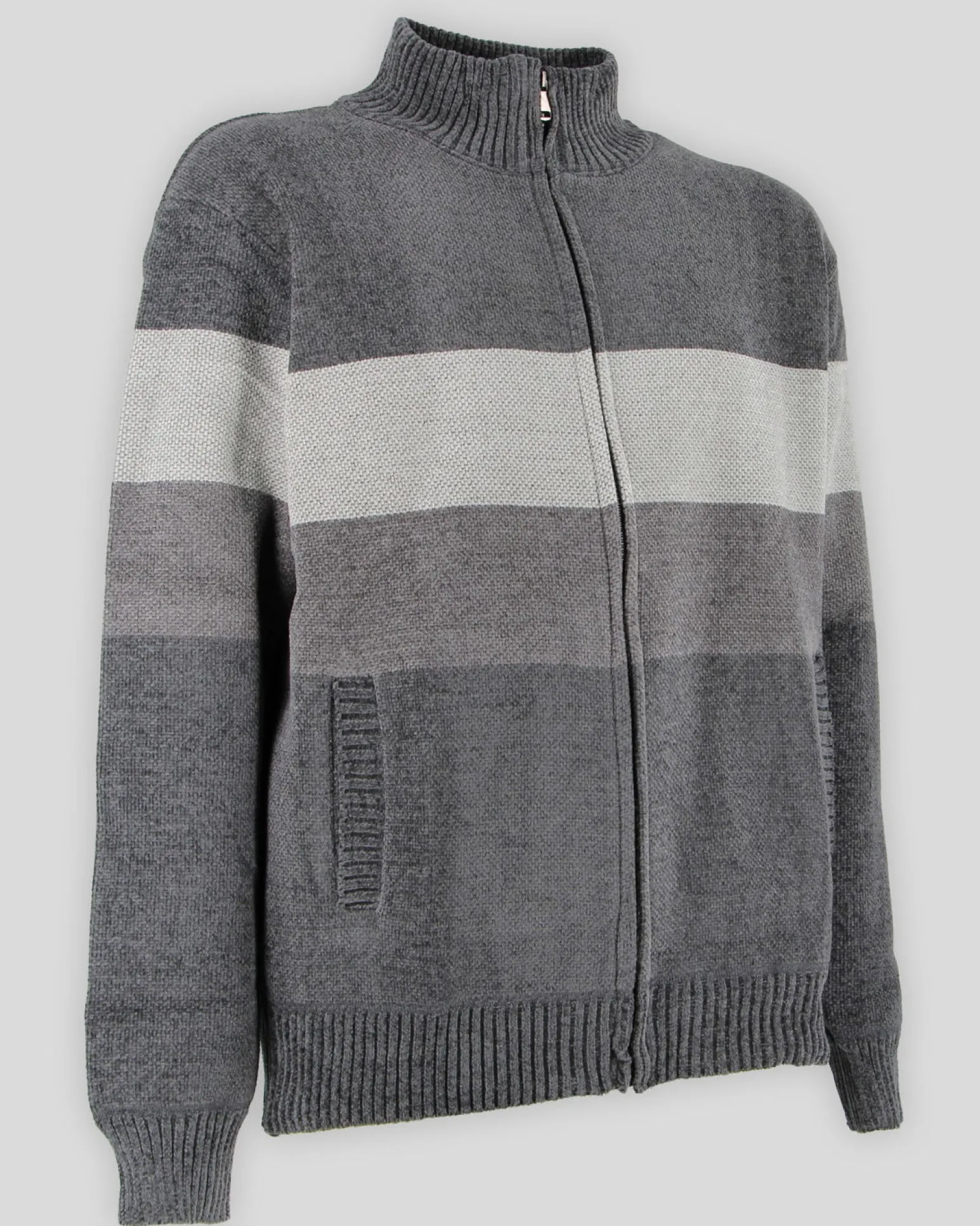 BROKER'S - Maglia manica lunga full zip in ciniglia
