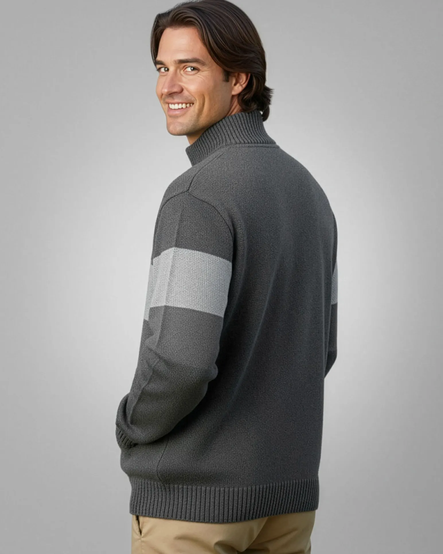 BROKER'S - Maglia manica lunga full zip in ciniglia