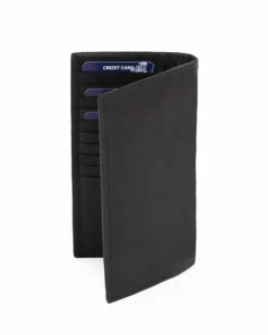 BROKERS - Portacarte nero in VERA PELLE a libro