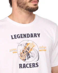 BROKER'S - Tshirt manica corta bianca con stampa in cotone