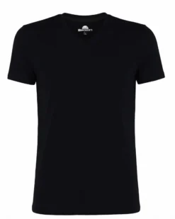 BROKERS - Tshirt mezza manica scollo a V in BAMBOO nero