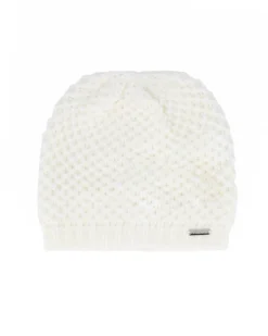 BRUGI - Cuffia bianca a maglia da donna con fodera in pile