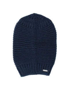 BRUGI - Cuffia blu a maglia da donna con fodera in pile