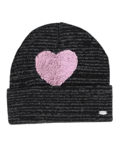 BRUGI - Cuffia nera da bambina con cuore rosa in strass
