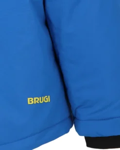 BRUGI - Giacca da sci bambino blu gialla impermeabile e antivento con cappuccio