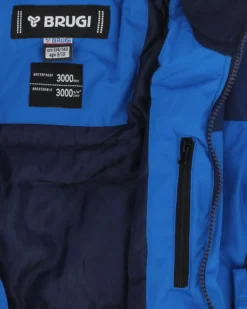 BRUGI - Giacca da sci bambino blu impermeabile antivento e traspirante con cappuccio