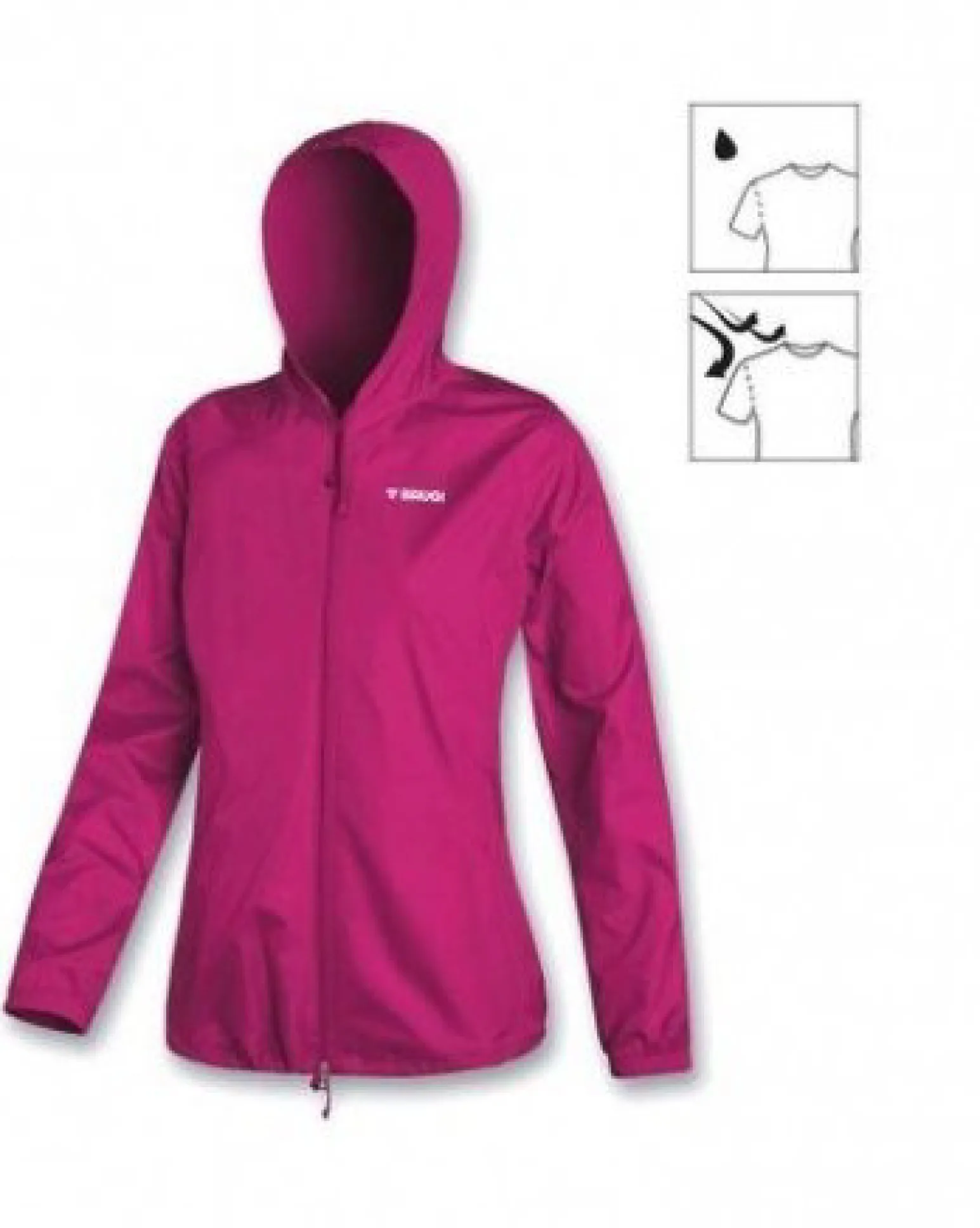 BRUGI - K way da bambina richiudibile fuchsia impemeabile e antivento con zip frontale