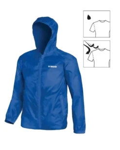BRUGI - K-way da bambino richiudibile blu con zip frontale