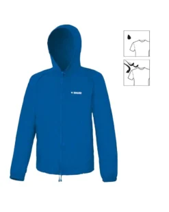 BRUGI - K-way richiudibile azzurro con zip frontale