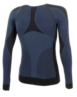 BRUGI - Maglia da uomo blu e nera termica girocollo traspirante senza cuciture