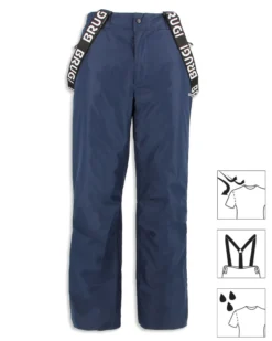 BRUGI - Pantalone da sci blu con bretelle regolabili uomo