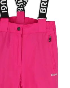 BRUGI - Pantalone da sci rosa impermeabile traspirante idrorepellente antivento con bretelle regolabili bambina