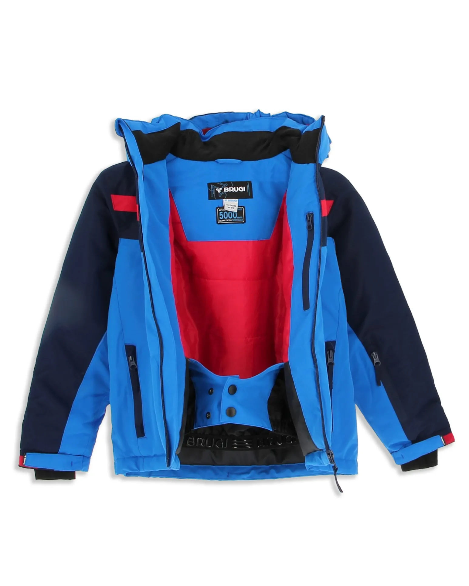 BRUGI - Tuta da sci bambino blu impermeabile traspirante idrorepellente antivento