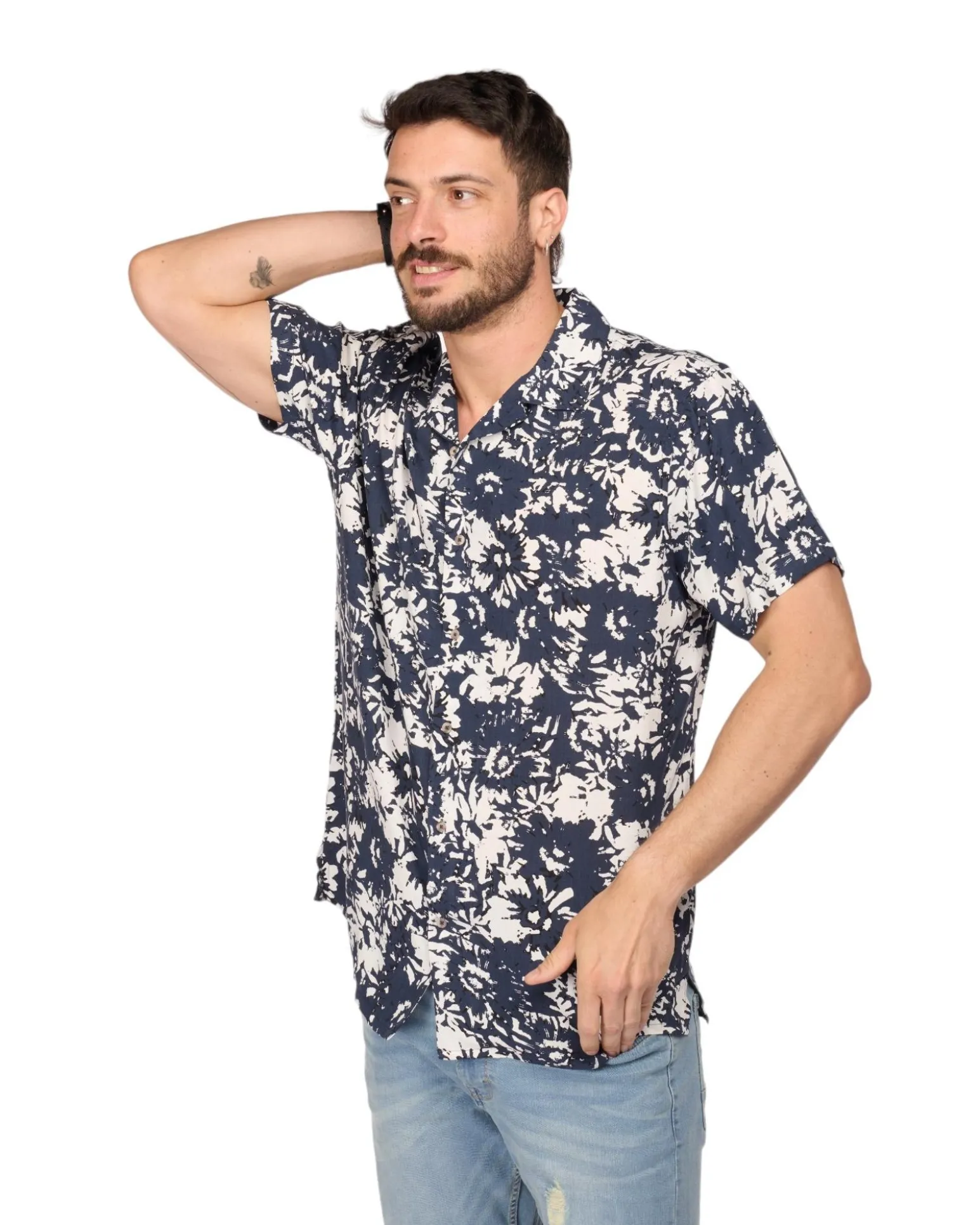 CAMICIA MEZZA MANICA FANTASIA COLLO SCIA