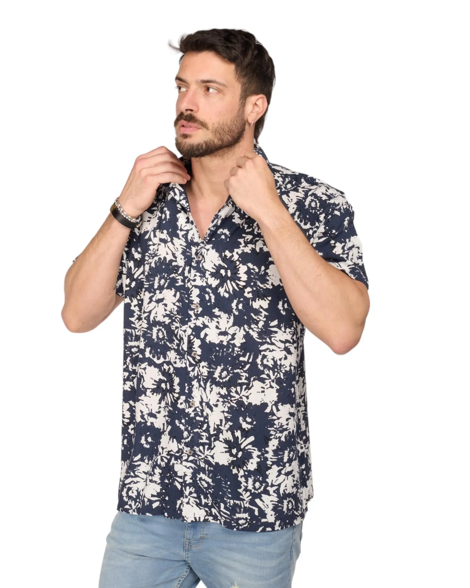 CAMICIA MEZZA MANICA FANTASIA COLLO SCIA