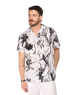 CAMICIA MEZZA MANICA FANTASIA COLLO SCIA