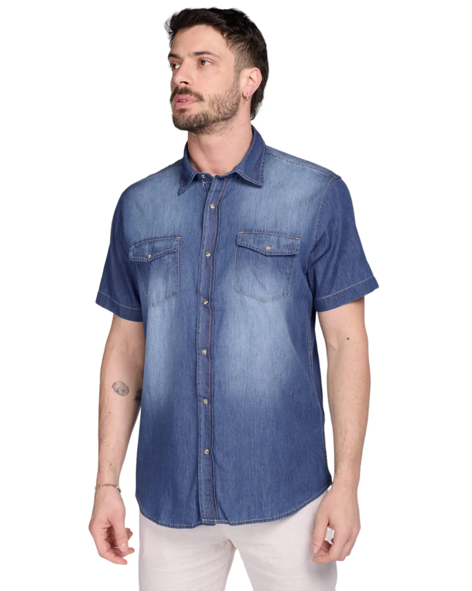 CAMICIA MEZZA MANICA JEANS SABB CHIARO