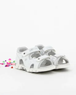 CANGURO - Sandalo da bimba bianco con stelle e glitter  20/26