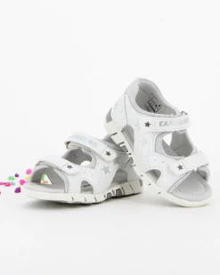 CANGURO - Sandalo da bimba bianco con stelle e glitter  20/26