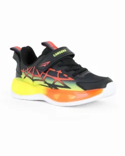 CANGURO - Sneakers arancione e nera da bambino con strappo, numerata 29/35