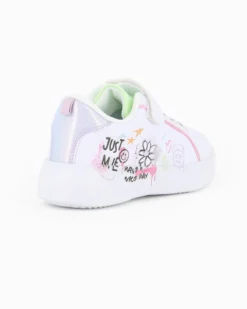 CANGURO - Sneakers bianca da bambina con inserti glitter e strappo, numerata 31/36