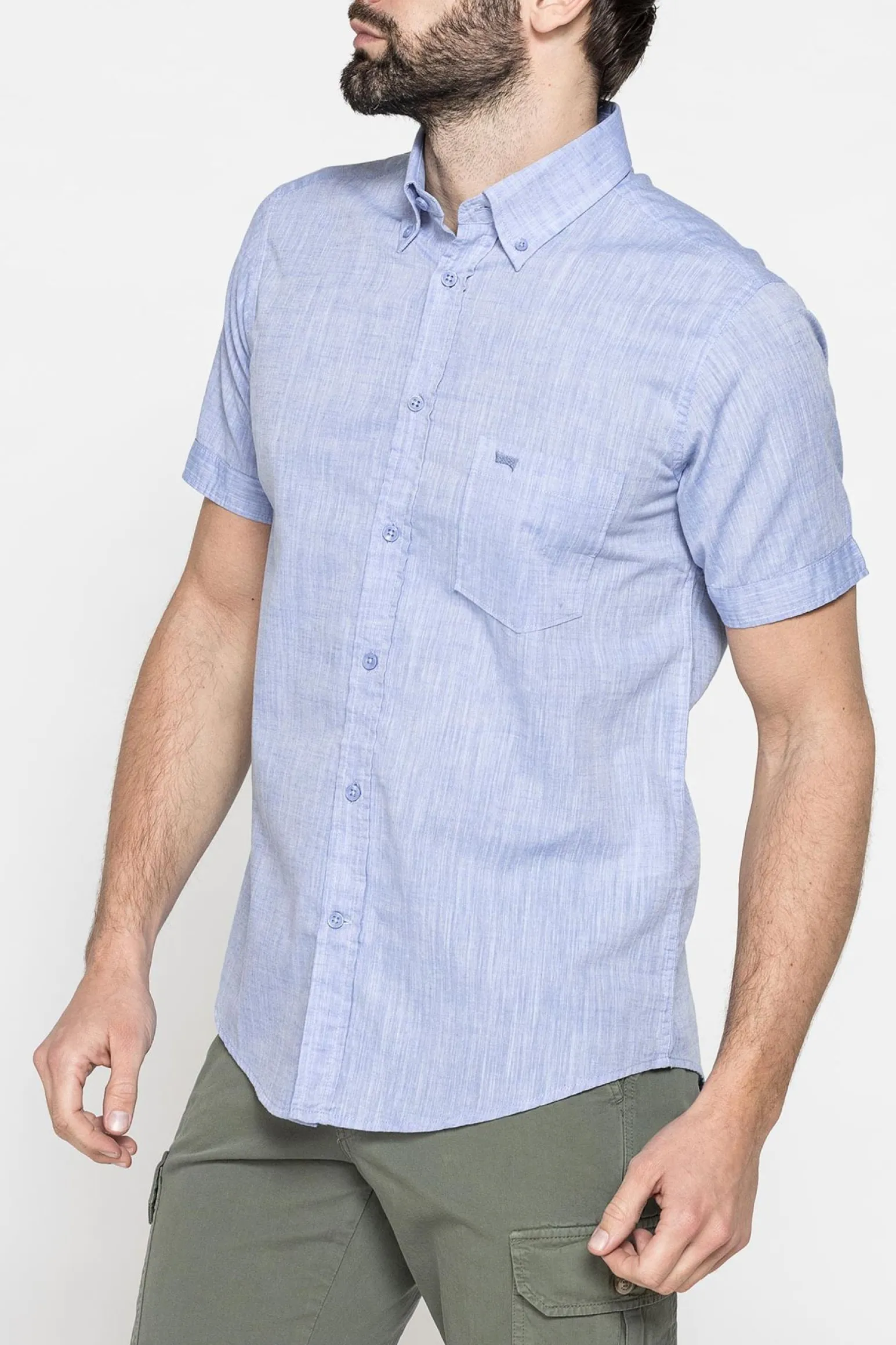 CARRERA - CAMICIA MANICA CORTA COLLO BOTTON DOWN TESSUTO MALFILE' CON 1TASCHINO
