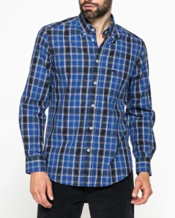 CARRERA - CAMICIA UOMO FANTASIA SCOZZESE TINTO FILO CON COLLO BUTTON-DOWN