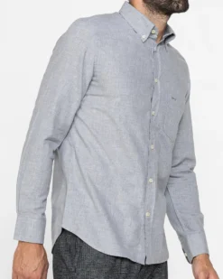 CARRERA - CAMICIA UOMO IN FLANELLA GRIGIA TINTA UNITA